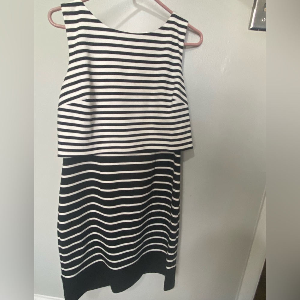 Black and white striped dress